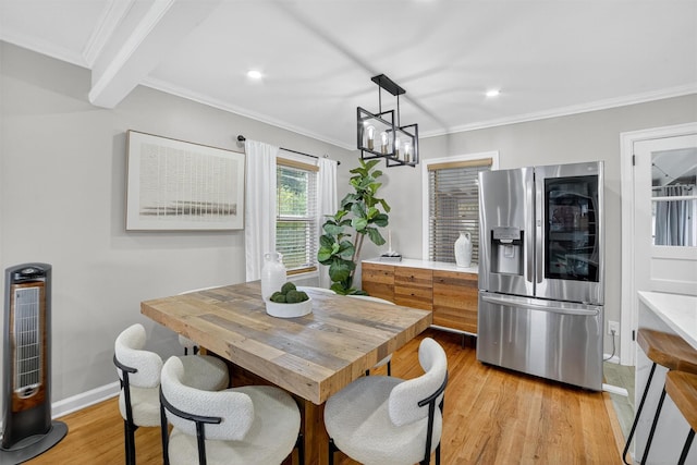 130 Cresthill Rd, Yonkers, NY 10710 - dining room featuring light wood-style flooring, a chandelier, ornamental molding, and recessed lighting
