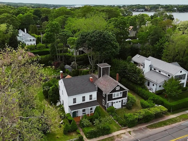 352 Main St, Sag Harbor, NY 11963 - view from above of property featuring a large body of water and a forest