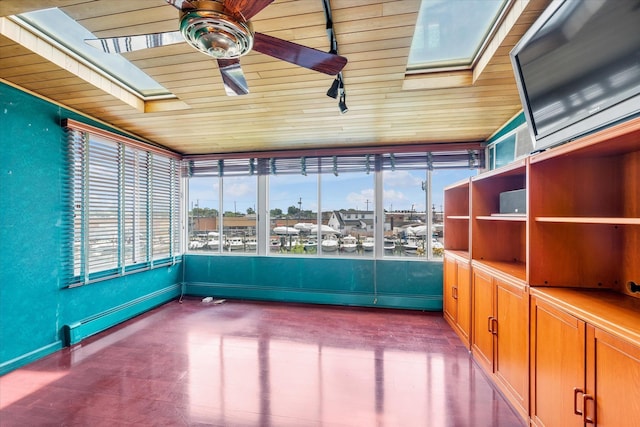 3337 Murdock Ave, Oceanside, NY 11572 - unfurnished sunroom featuring wooden ceiling and a skylight