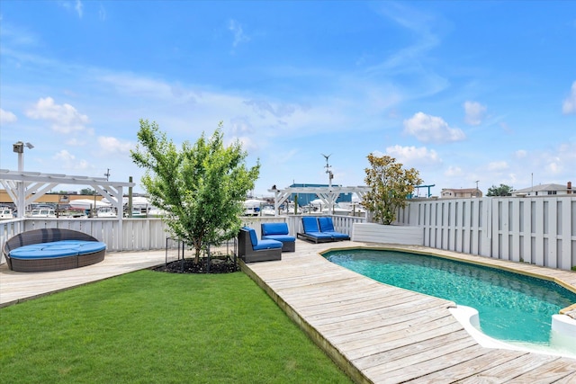 3337 Murdock Ave, Oceanside, NY 11572 - view of pool featuring a fenced backyard and a wooden deck
