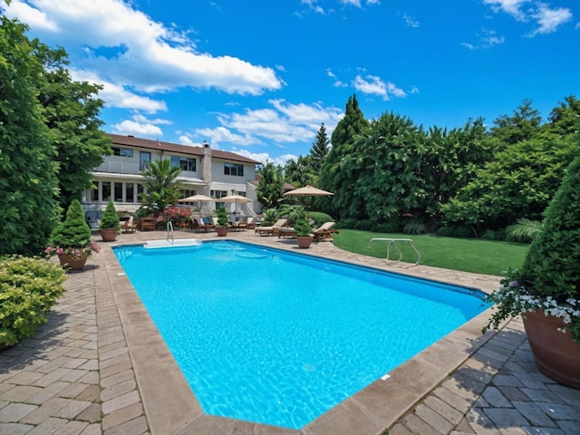 2000 Lake End Rd, Merrick, NY 11566 - outdoor pool with a yard and a patio