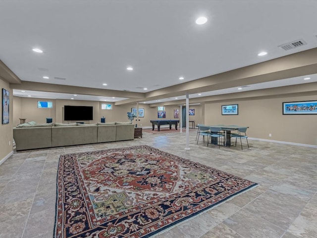 2000 Lake End Rd, Merrick, NY 11566 - living area with billiards table and recessed lighting