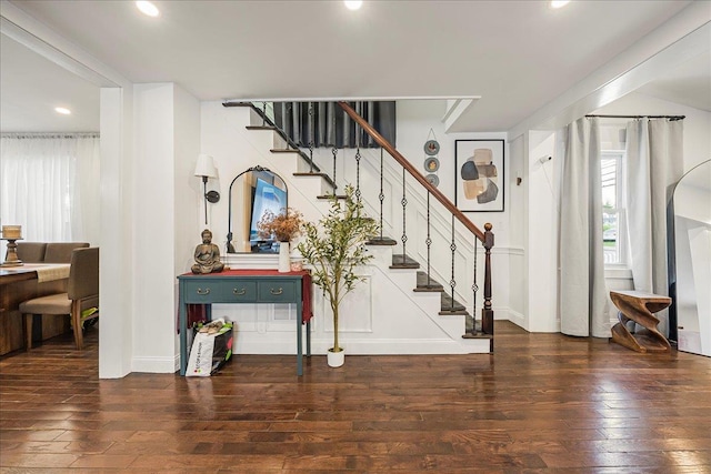 1098 Rte 311, Patterson, NY 12563 - foyer featuring hardwood / wood-style flooring, healthy amount of natural light, stairway, and recessed lighting