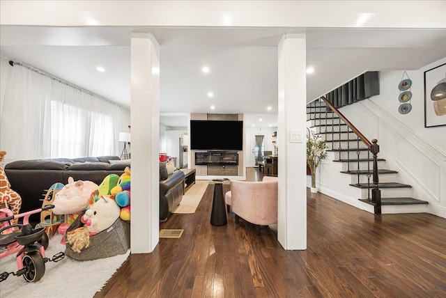 1098 Rte 311, Patterson, NY 12563 - living area featuring dark wood finished floors and stairs