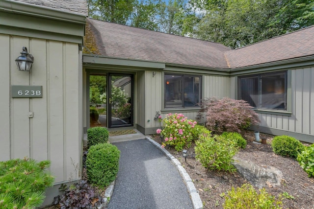623 Heritage Hls Unit B, Somers, NY 10589 - entrance to property with board and batten siding and roof with shingles