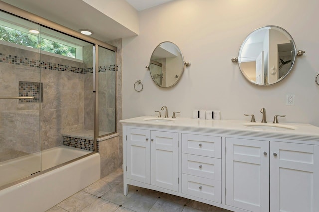 623 Heritage Hls Unit B, Somers, NY 10589 - bathroom featuring double vanity and enclosed tub / shower combo