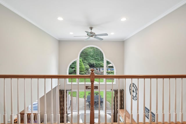23 Alpine Way S, Huntington, NY 11746 - detailed view of a ceiling fan, recessed lighting, and crown molding