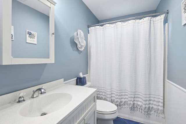 23 Alpine Way S, Huntington, NY 11746 - bathroom featuring vanity, shower / bath combination with curtain, and tile patterned floors