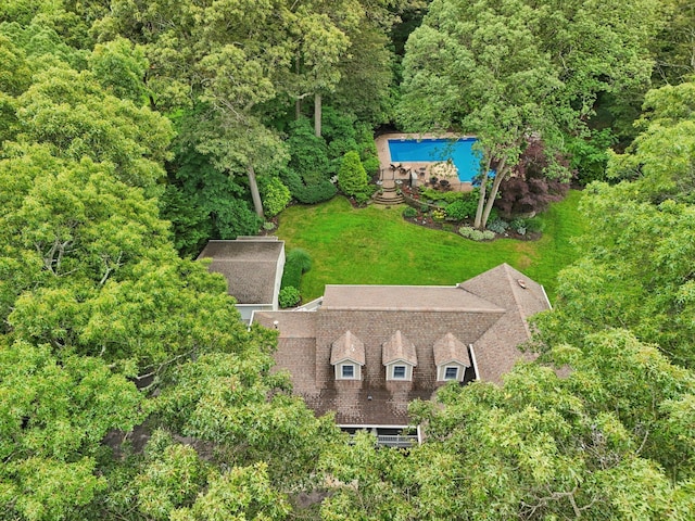 23 Alpine Way S, Huntington, NY 11746 - view from above of property featuring a forest and a pool area
