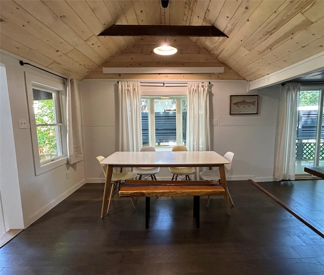 36 River St, Livingston Manor, NY 12758 - dining room featuring wooden ceiling and dark wood-style floors