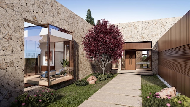 151 Rowe Rd, Red Hook, NY 12571 - view of exterior entry featuring stone siding