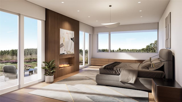 151 Rowe Rd, Red Hook, NY 12571 - living room with light wood finished floors, recessed lighting, and a large fireplace