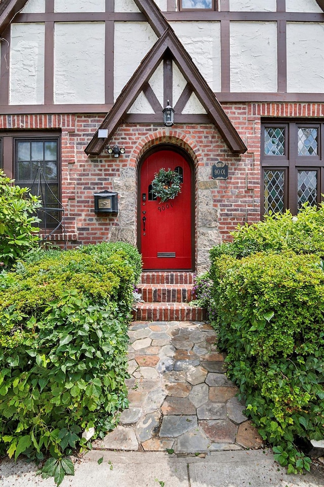 90-01 68th Ave, Forest Hills, NY 11375 - doorway to property with brick siding