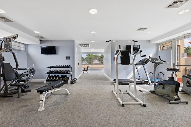 257 Central Ave Unit 1D, White Plains, NY 10606 - exercise room with carpet floors and recessed lighting