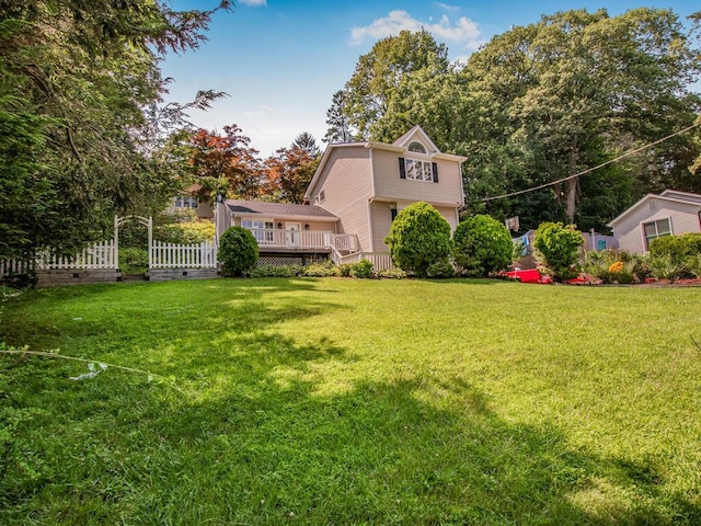 17 Shenorock Dr, Yorktown Heights, NY 10598 - view of yard featuring a wooden deck
