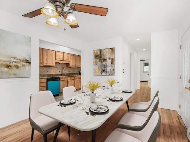 17 Shenorock Dr, Yorktown Heights, NY 10598 - dining room with a ceiling fan, light wood-style floors, and recessed lighting