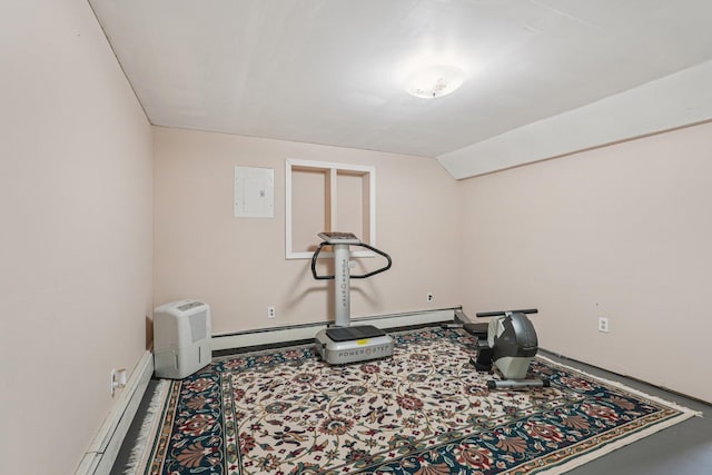 24 Wild Turkey Run, Wappingers Falls, NY 12590 - exercise area featuring vaulted ceiling and a baseboard heating unit