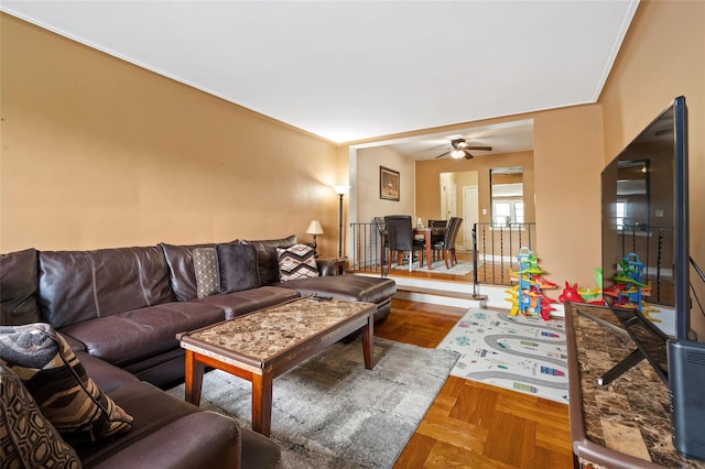 30 Clinton Pl Unit 2F, New Rochelle, NY 10801 - living area featuring a ceiling fan
