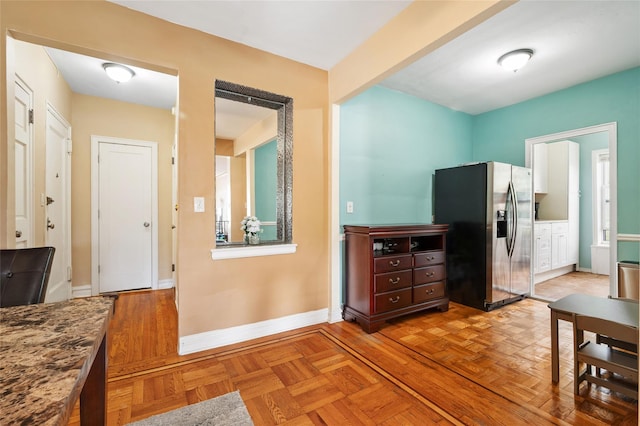 30 Clinton Pl Unit 2F, New Rochelle, NY 10801 - kitchen featuring stainless steel fridge and baseboards
