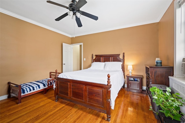 30 Clinton Pl Unit 2F, New Rochelle, NY 10801 - bedroom with wood finished floors, ornamental molding, and a ceiling fan