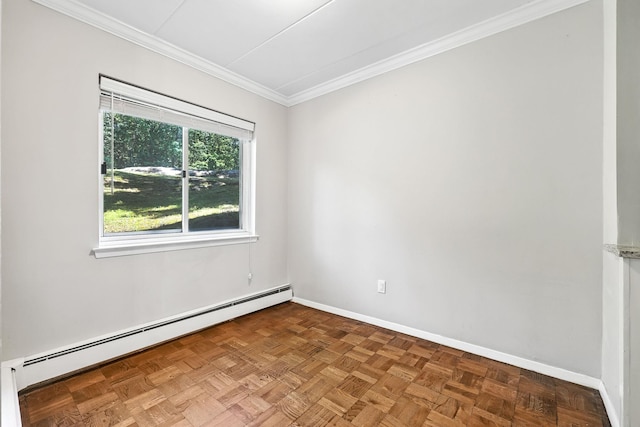 370 Central Park Ave Unit 3D, Scarsdale, NY 10583 - unfurnished room with baseboard heating and ornamental molding
