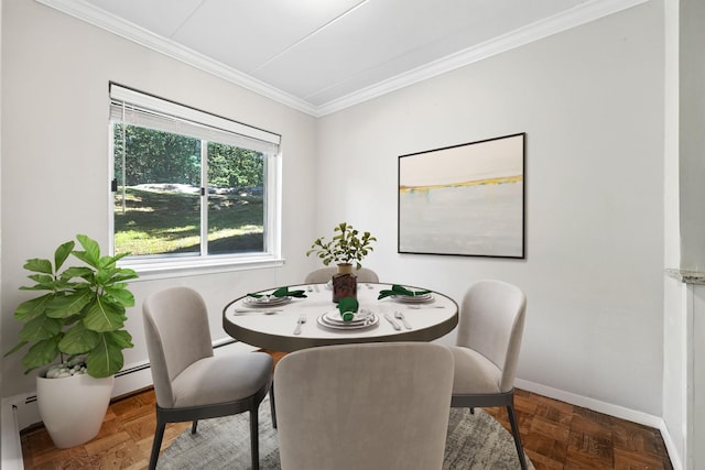 370 Central Park Ave Unit 3D, Scarsdale, NY 10583 - dining room with ornamental molding and baseboard heating