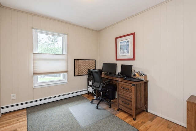 9 Phyllis Ct, Kings Park, NY 11754 - office area featuring baseboard heating and wood finished floors