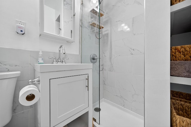12 Lake Region Blvd, Monroe, NY 10950 - full bath featuring tile walls, a marble finish shower, and vanity