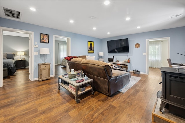 123 Pleasant Rd, Lake Peekskill, NY 10537 - living room featuring hardwood / wood-style flooring and recessed lighting