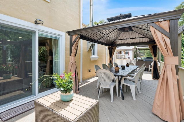 123 Pleasant Rd, Lake Peekskill, NY 10537 - wooden deck with a gazebo and outdoor dining space