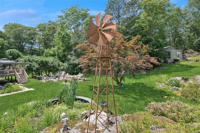 123 Pleasant Rd, Lake Peekskill, NY 10537 - view of grassy yard featuring a gazebo and an outbuilding