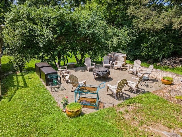 123 Pleasant Rd, Lake Peekskill, NY 10537 - view of patio with a fire pit