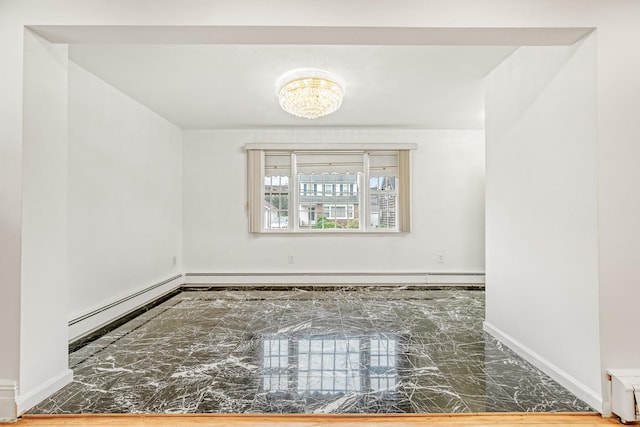 37 Keystone Pl, Hewlett, NY 11557 - empty room featuring marble finish flooring and a chandelier