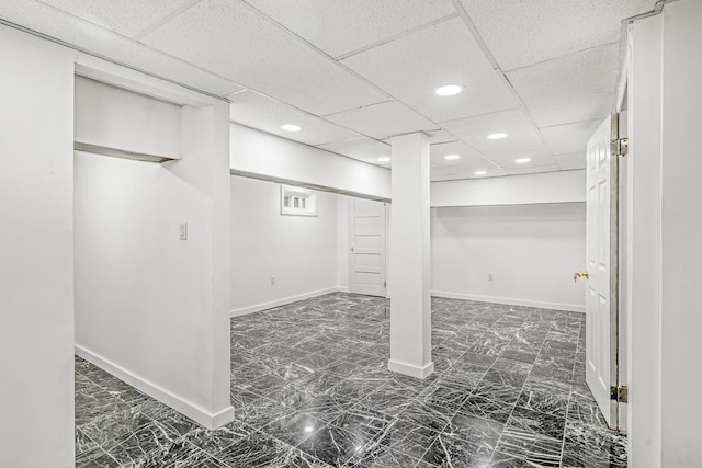 37 Keystone Pl, Hewlett, NY 11557 - basement with recessed lighting and marble look tile flooring