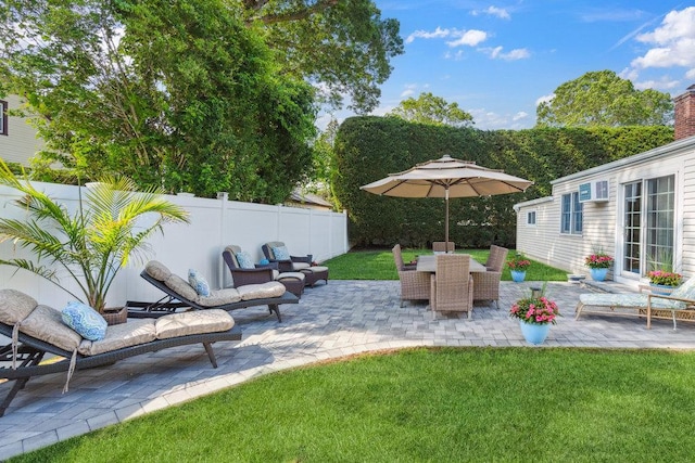 531 Myrtle Ave, West Islip, NY 11795 - fenced backyard featuring a patio and outdoor dining space