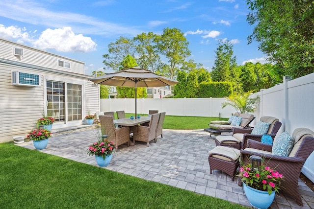 531 Myrtle Ave, West Islip, NY 11795 - fenced backyard featuring a patio area, an outdoor living space, and outdoor dining area