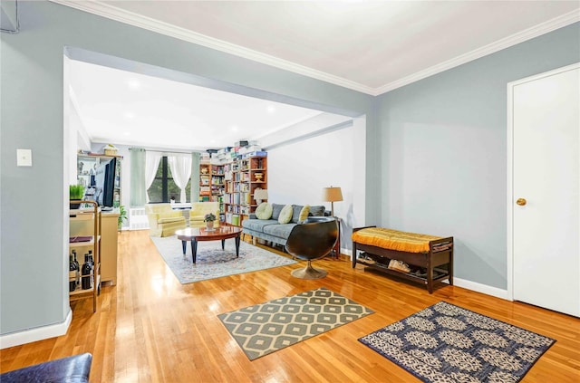 22424 Union Tpke Unit 3C, Oakland Gardens, NY 11364 - living area with wood finished floors and ornamental molding