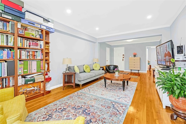 22424 Union Tpke Unit 3C, Oakland Gardens, NY 11364 - living area with wood finished floors, ornamental molding, and recessed lighting