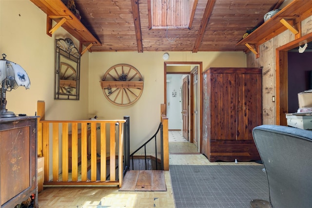 33 N Coleman Rd, Centereach, NY 11720 - interior space with a wooden ceiling with exposed beams