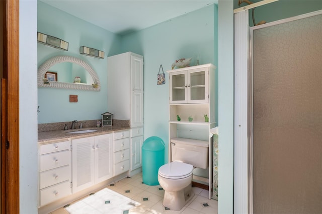 33 N Coleman Rd, Centereach, NY 11720 - full bath featuring vanity, a stall shower, and tile patterned flooring
