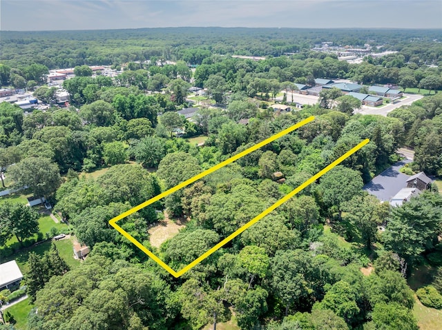 33 N Coleman Rd, Centereach, NY 11720 - aerial view of property's location featuring a forest and property boundaries highlighted
