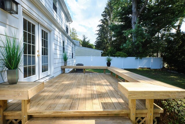 15 Le Britton St, Locust Valley, NY 11560 - deck with french doors and a fenced backyard