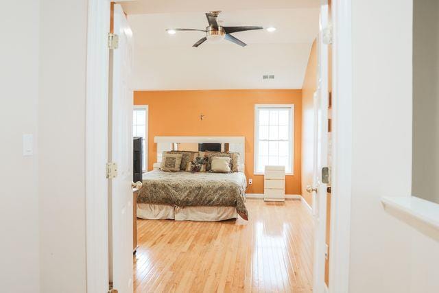 97 Reunion Rd, White Plains, NY 10603 - bedroom with light wood finished floors and a ceiling fan