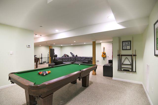 97 Reunion Rd, White Plains, NY 10603 - rec room with carpet flooring, billiards table, and recessed lighting
