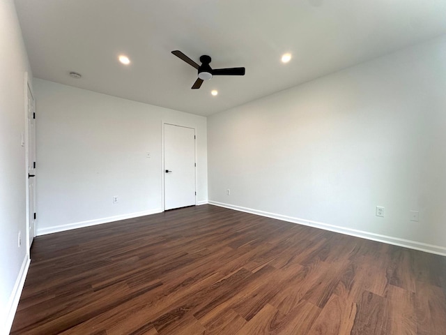 37 E Fulton St, Lido Beach, NY 11561 - spare room featuring ceiling fan, dark wood-type flooring, recessed lighting, and a smoke detector