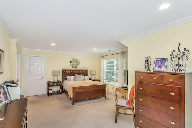 122 Maya Cir, Central Islip, NY 11722 - bedroom with ornamental molding, light colored carpet, and recessed lighting