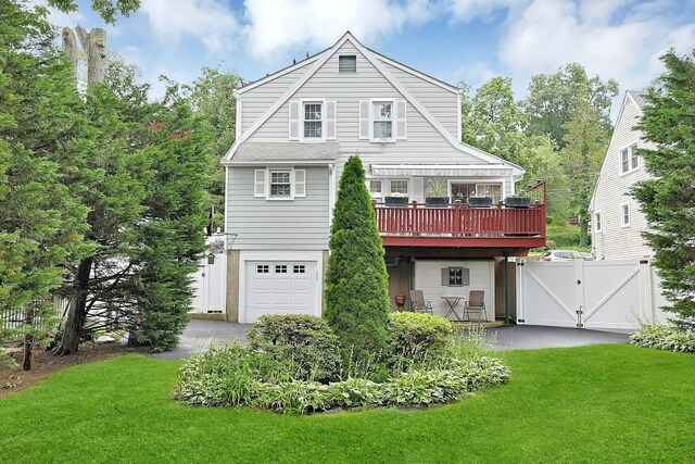 41 Cowdrey St, Yonkers, NY 10701 - rear view of property featuring a gate, a garage, and a deck