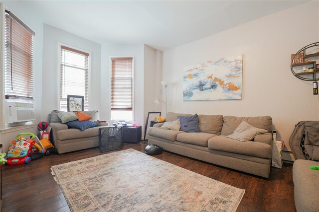 71 Dell Ave, Mount Vernon, NY 10553 - living area with dark wood-style floors and cooling unit