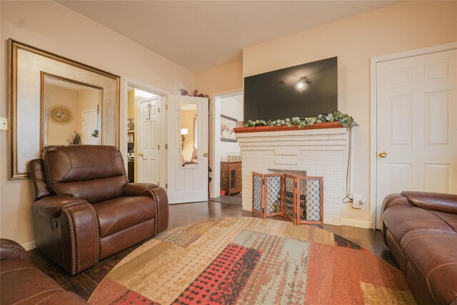 71 Dell Ave, Mount Vernon, NY 10553 - living area featuring a brick fireplace and wood finished floors