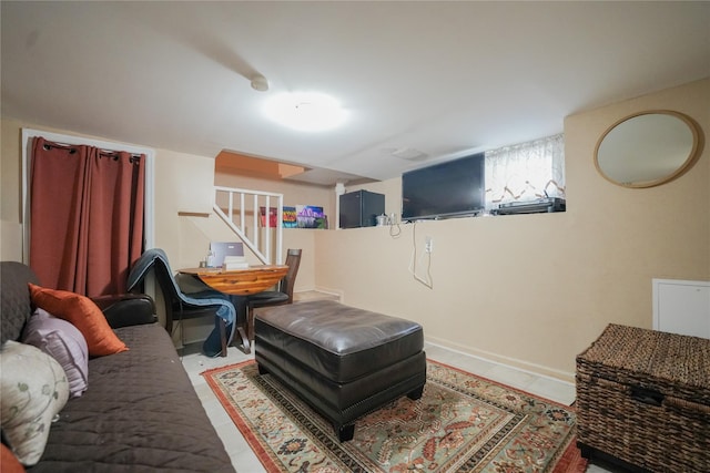 71 Dell Ave, Mount Vernon, NY 10553 - living room with stairs and tile patterned floors